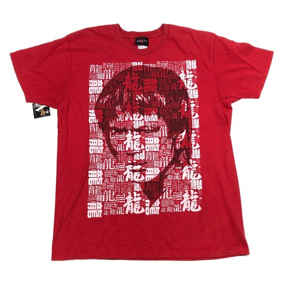 Vintage Bruce Lee Red Portrait Photo Script Tee T Shirt Size Large L B6 - Picture 1 of 4
